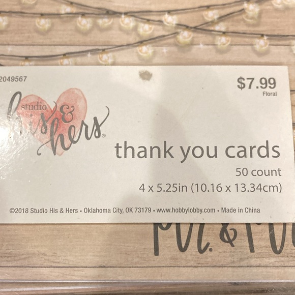 NWT Studio His & Hers Wedding Thank You Cards - Rustic Wood and Lights - Picture 11 of 11